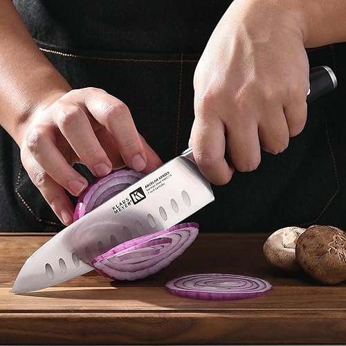 Miniatura 6 de Klaus Meyer Cuchillo Santoku exclusivo de acero alemán de 7 pulgadas de Arcelor