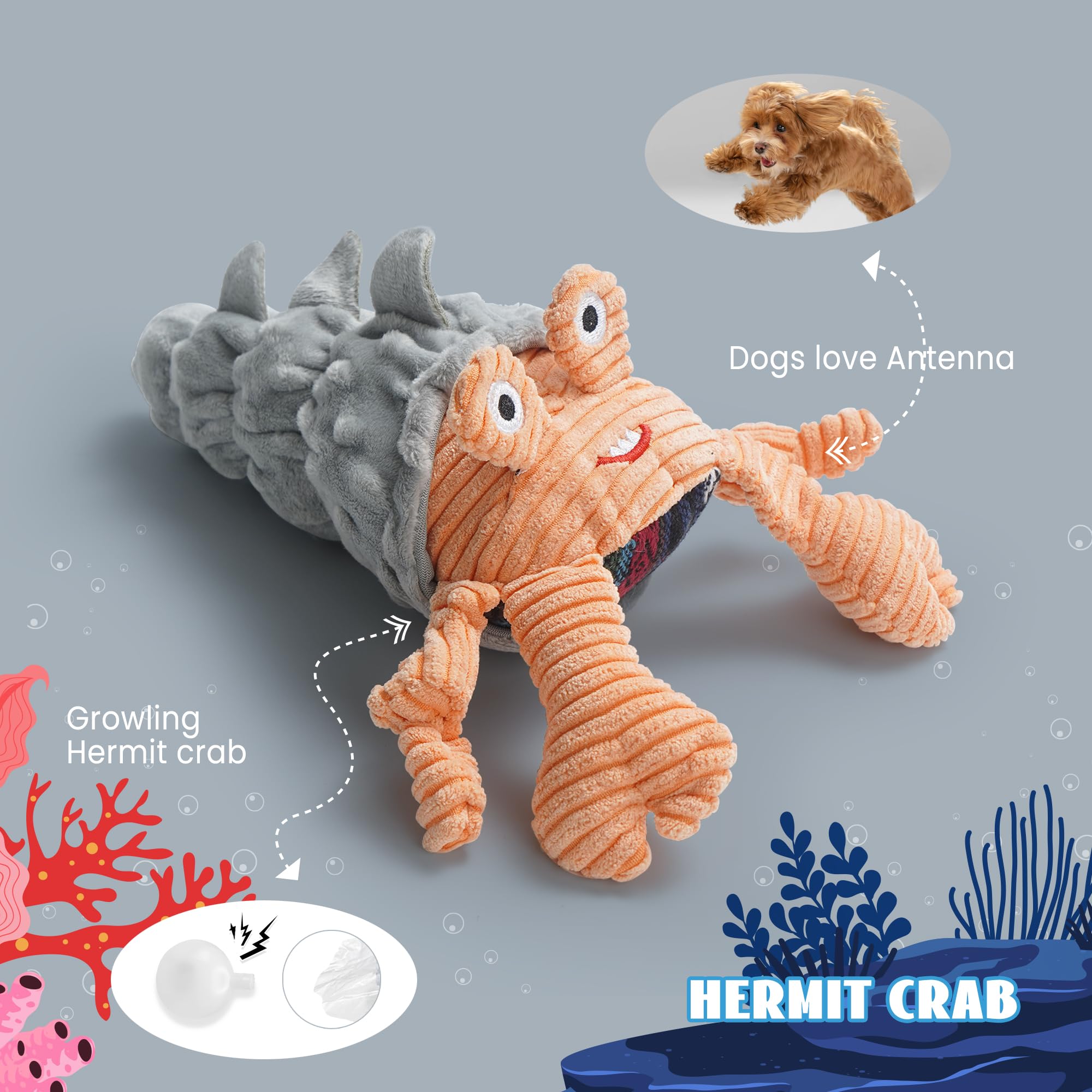 Nocciola 3 Packs No Stuffing Octopus Dog Toy With a Large Squeaker, Interactive Tug of War Toy With Crinkle Paper - Image 4