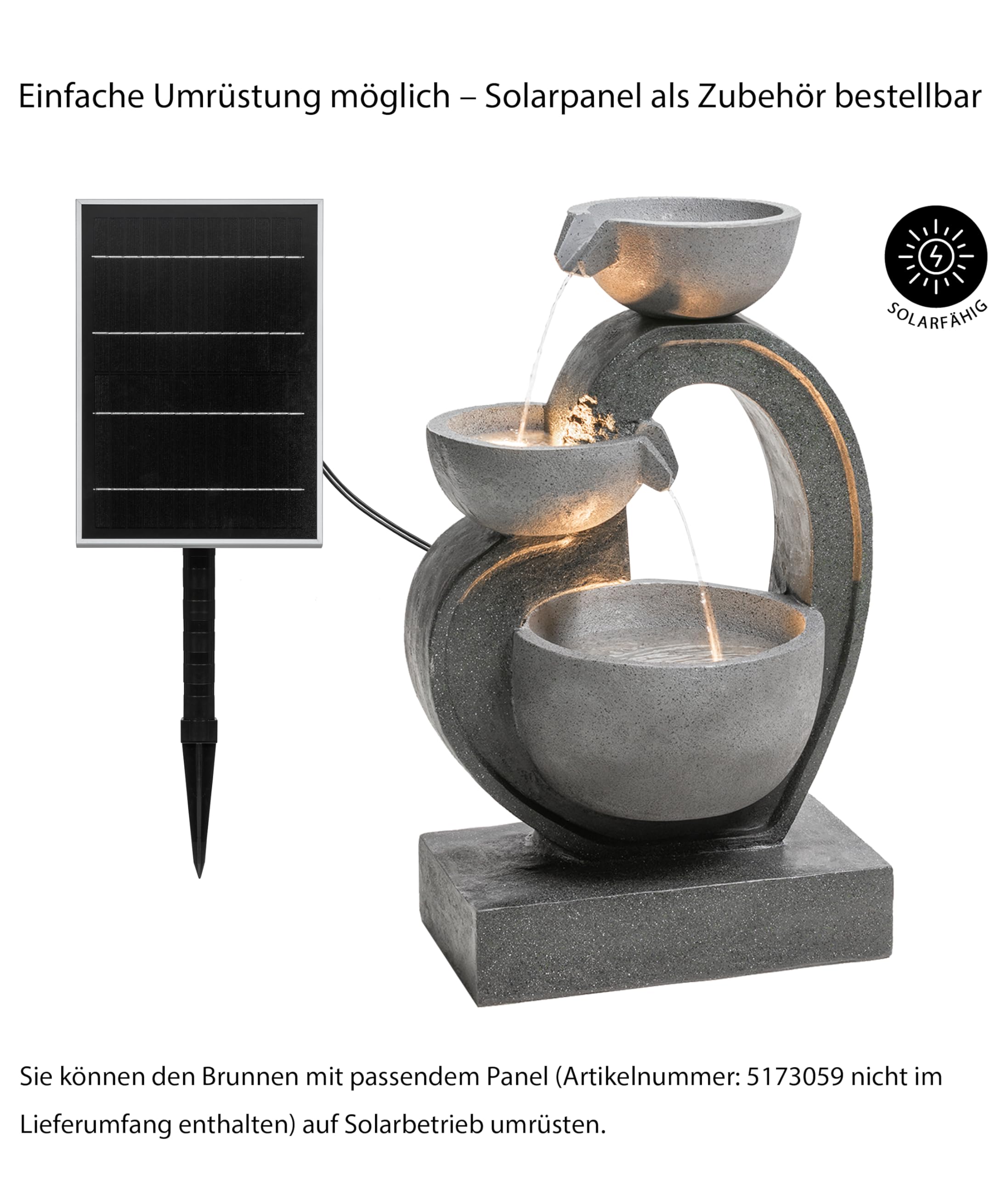 Dehner Gartenbrunnen Heart, ca. 72.5 x 45.5 x 32.5 cm, Polyresin, grau