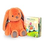 B. toys - 12-Inch Plush Bunny + Board Book Playset - Stuffed Animal - Baby Playset - Toys for Babies - Happy Hues - Coral Cutie - 0+ Months