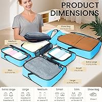 Vista 249 de BAGAIL 4 juegos/6 juegos/8 cubos de compresión para embalaje, accesorios de viaje, organizadores de embalaje expandibles (malla cuadrada, 06-beige)