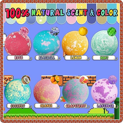 Miniatura 8 de Bombas de baño para niños bombas de baño de Pascua XXL con sorpresa en el interior, bombas de baño Mario ricas en aceites esenciales naturales,