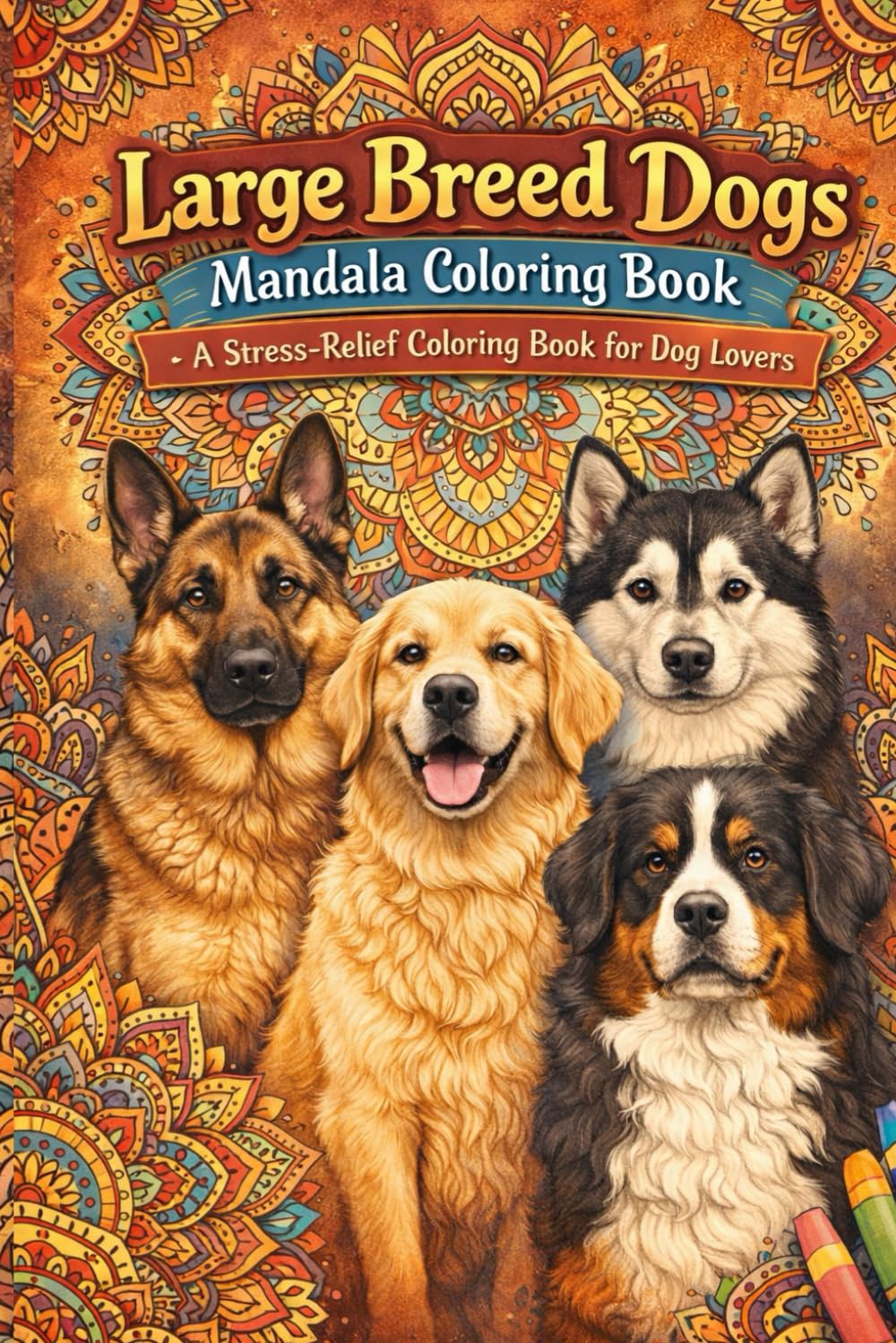 Mandalas Coloring Book:Large Breed Doga: A Stress-Relief Coloring Book for Dog Lovers