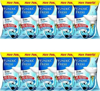 Drain Cleaner Powder Effective Sink Cleaner Drain Blockage Remover Wash Basin & Toilet Cleaner Removes Blockages in Pipes, Sinks & Septic Tanks 50g (Pack of 10)