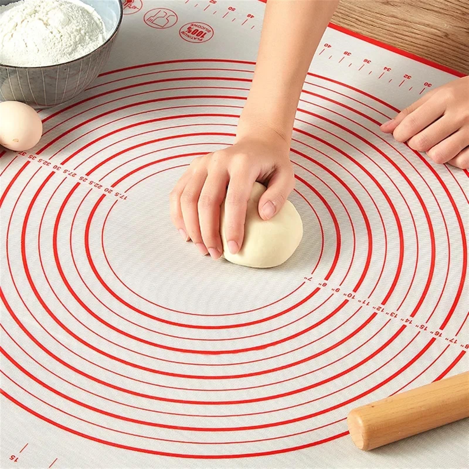 Backmatte Kneten Teig Matte Silikon Back Matte Küche Kochen Grill Gadgets Backformen Pizza Kuchen Teig Maker Tisch Matten Pad(Red,40x60cm)