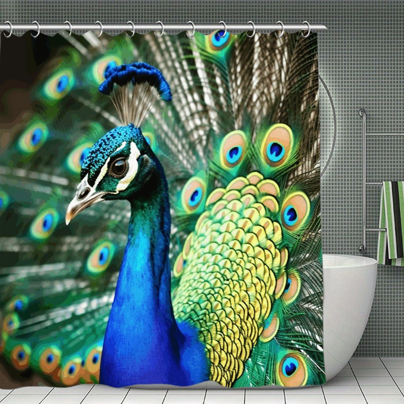 FekiLoot Beautiful Peacock Shower Curtain Thick Weighted Shower Curtain Classic Unique Bath Curtains Heavy Duty Long Showers Curtains for Bathroom Bath Tubs Machine Wash 70.8"x70.8"