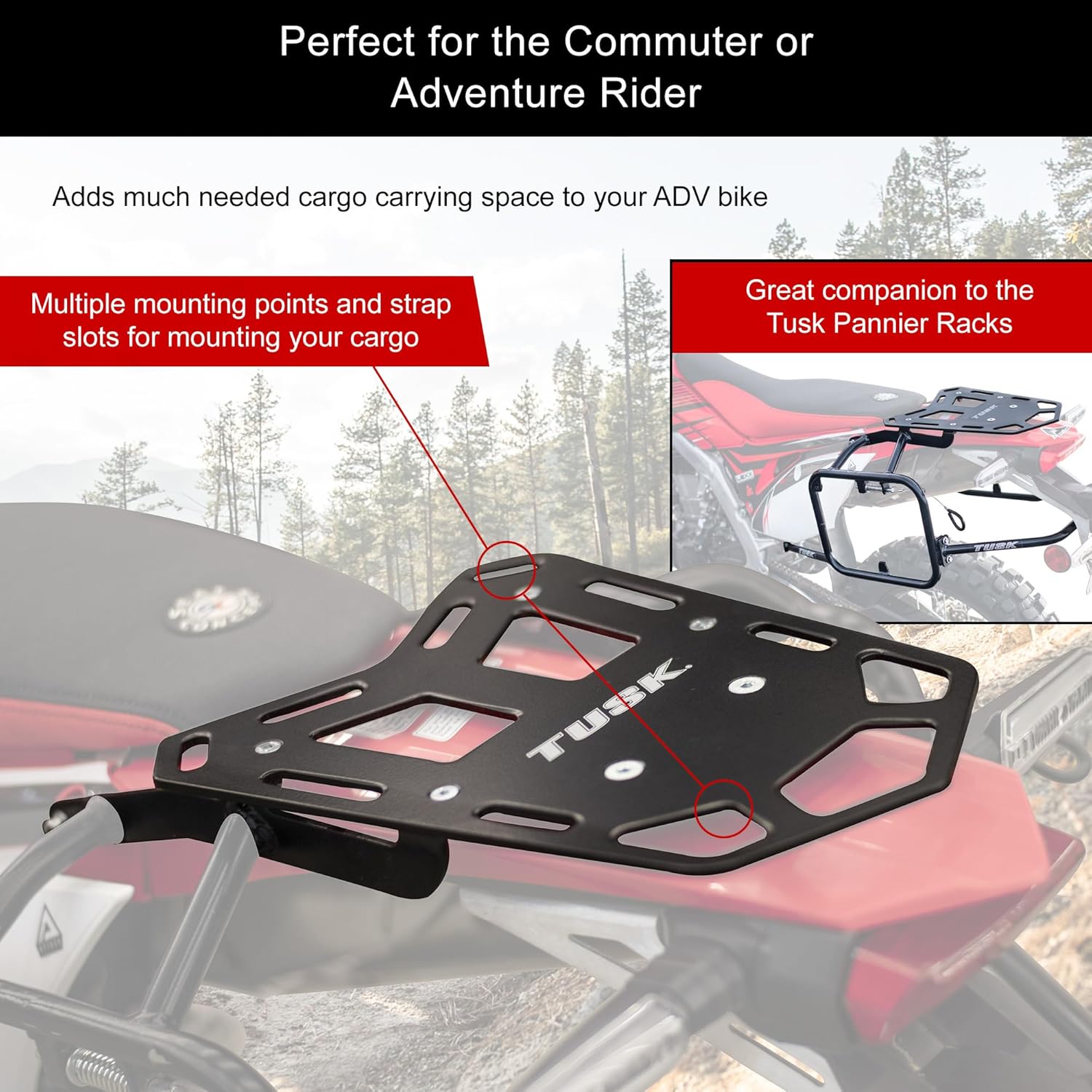 Tusk Top Rack Luggage Carrier Rear Tail Rack Compatible with Honda CRF450RL 2021-2026