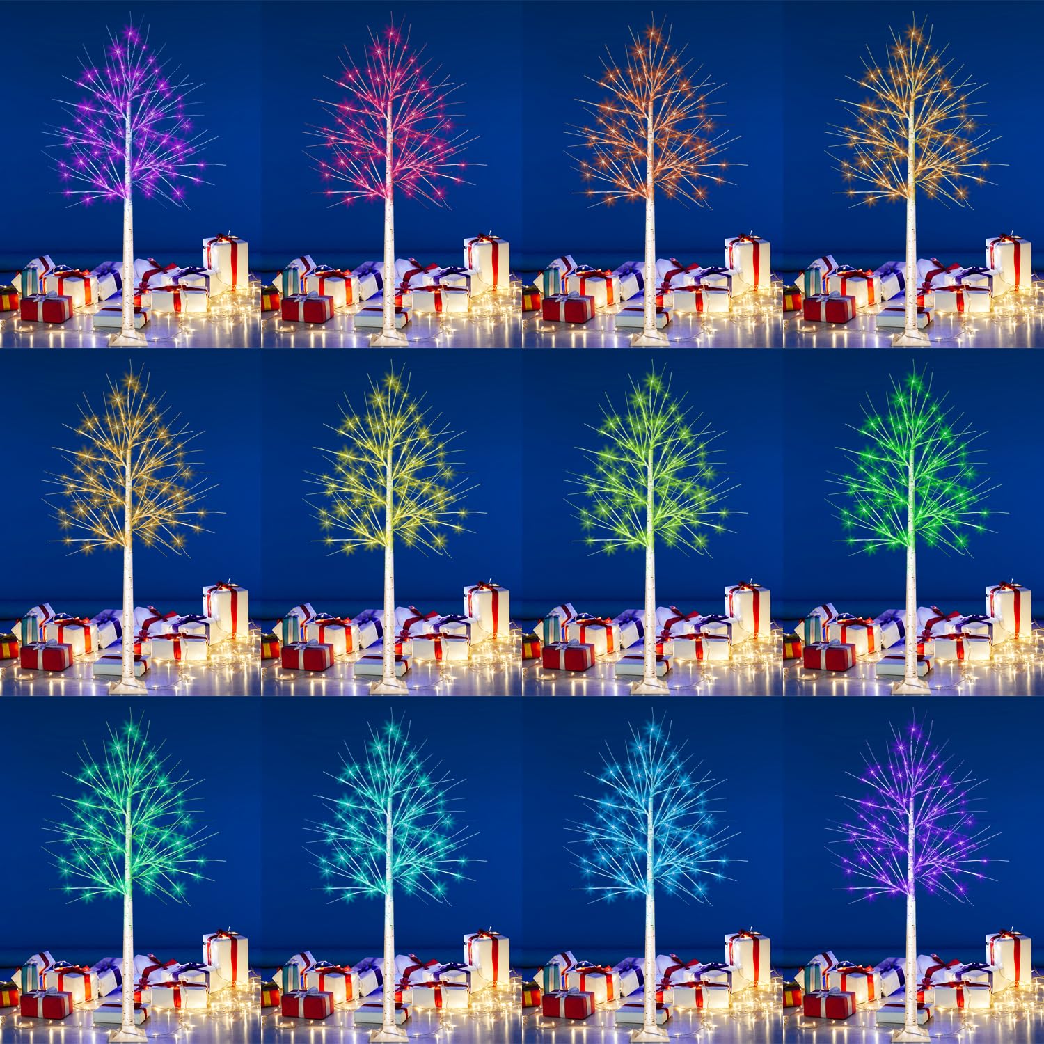 7FT Colorful LED Birch Tree with 17 Colors & 8 Modes, Timer for Home & Festival Decor