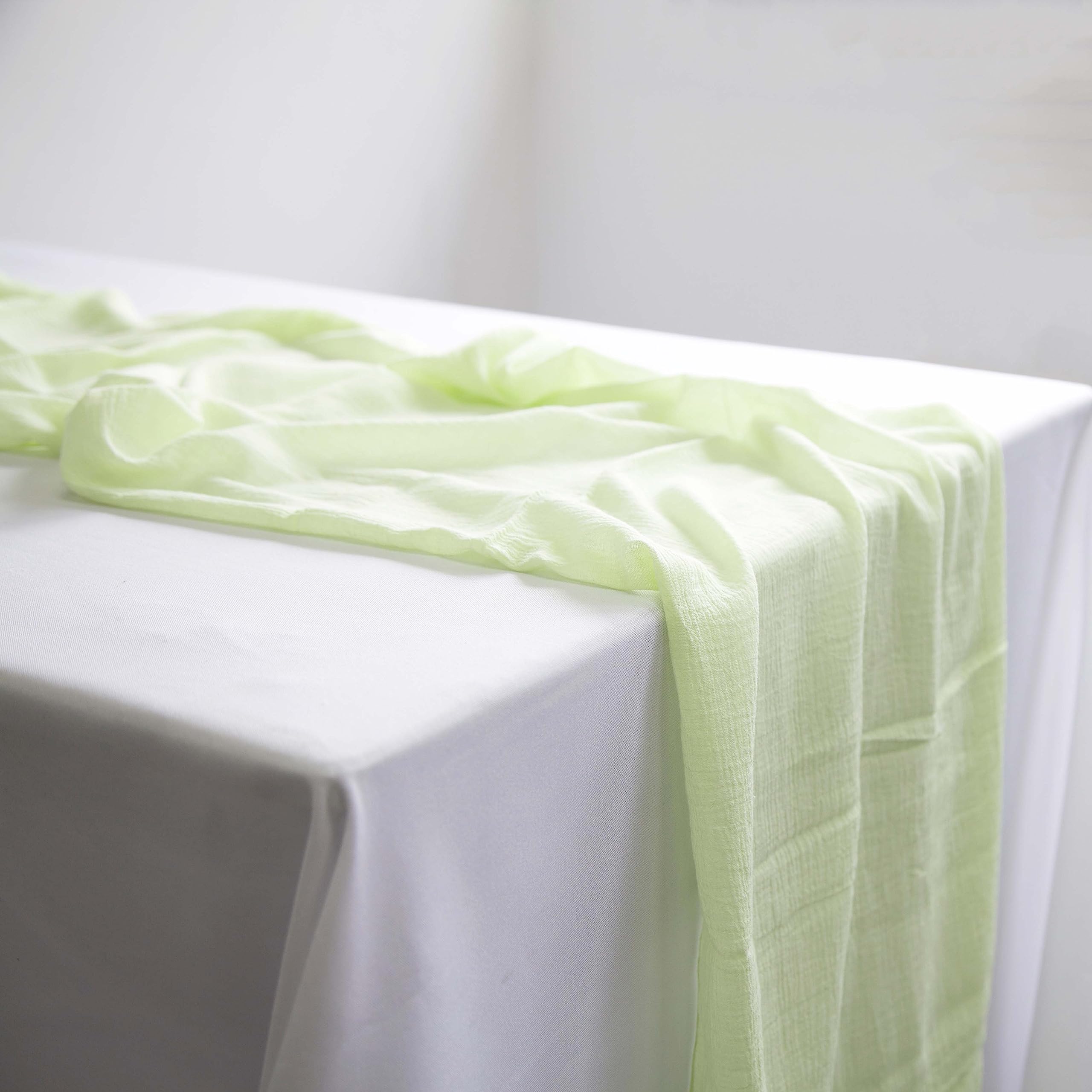 Decor Essentials Lime Green Cheesecloth Table Runner Rustic Wedding Bridal Baby Shower Drapery