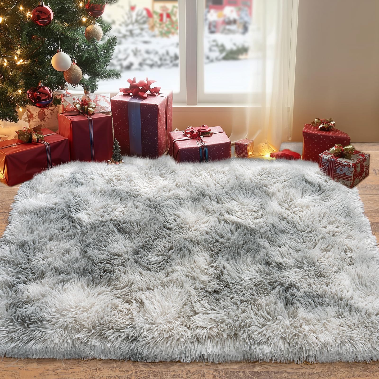 Fluffy Small Rug for Bedroom 2x3 Feet Shag Soft Area Rug Modern Plush Carpet Furry Cute Bedside Rug