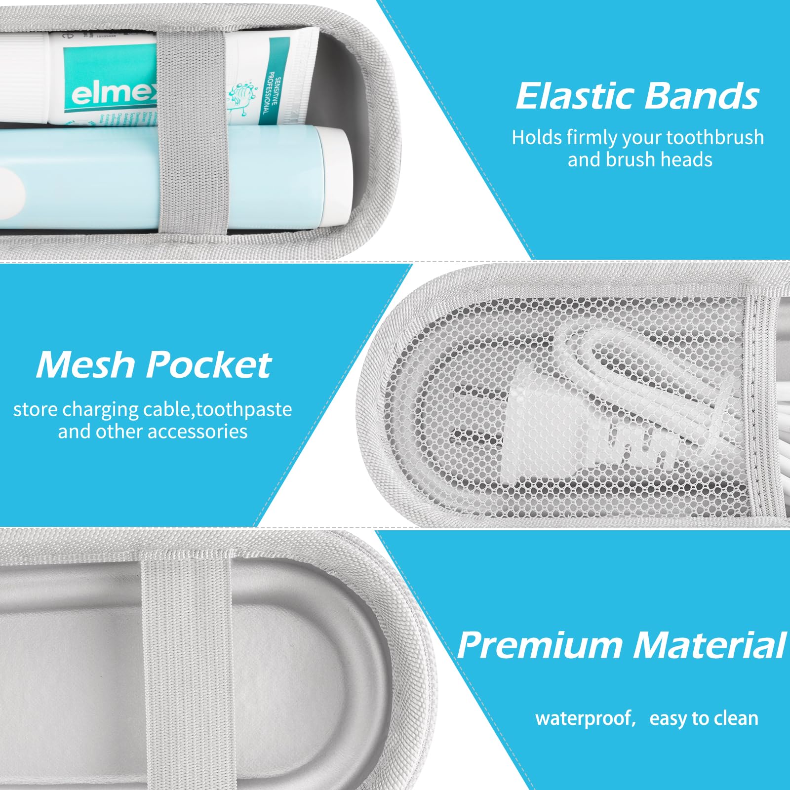Estuche de viaje para cepillo de dientes eléctrico Oral B/Oral-B Pro 1000 1500 5000 7000 y Philips Sonicare 4100 1100 5300 5100 6100/iO, bolsa protectora rígida de almacenamiento (funda degradada con