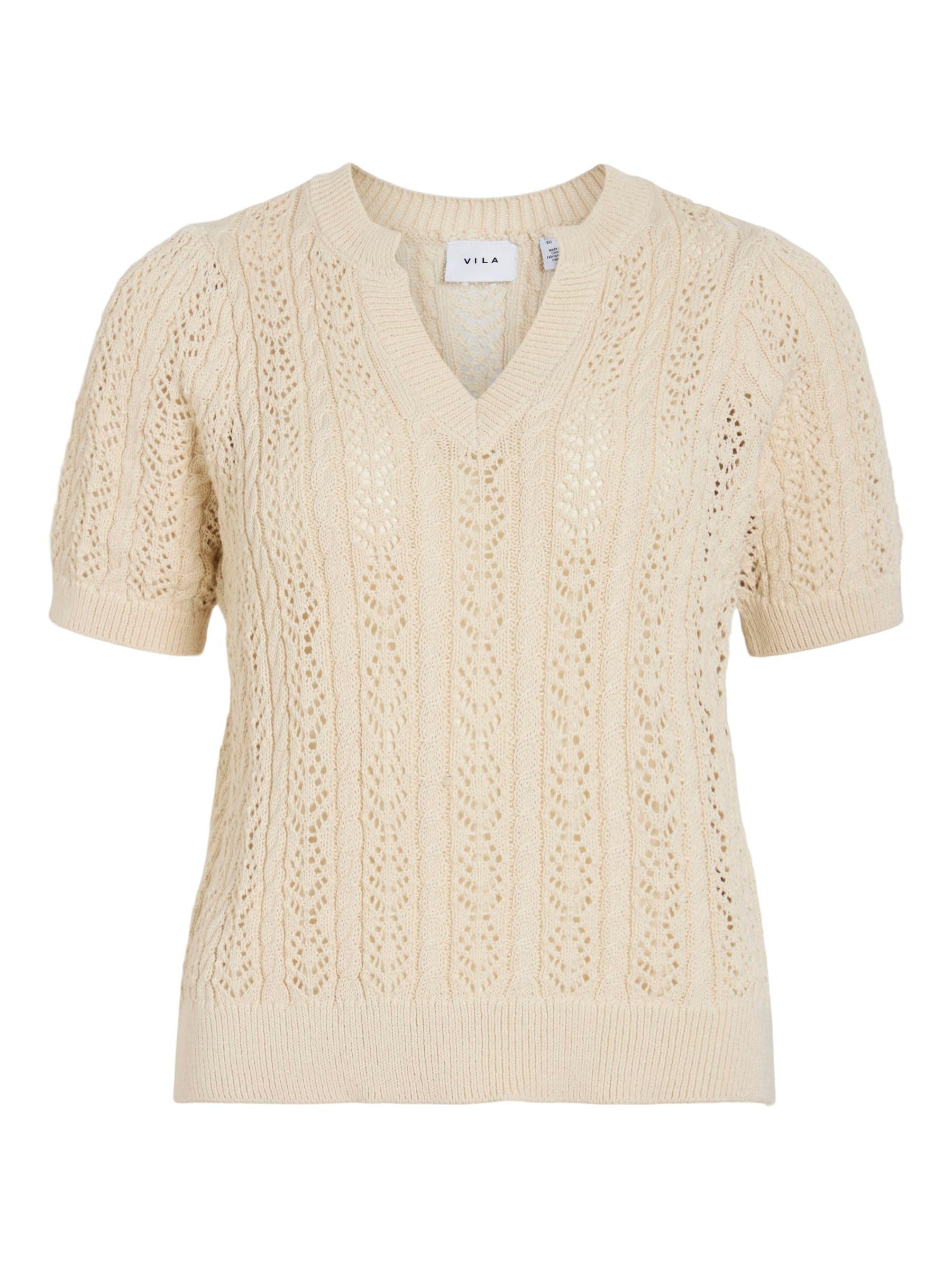 Vila Vitoto New S/S Cable Knit Top, Birch, M