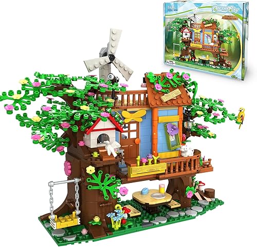 Miniatura 1 de Juego de construcción de casa de árbol, 824 piezas de bloques de construcción de ladrillos de construcción de casas de bosque, juego de construcción
