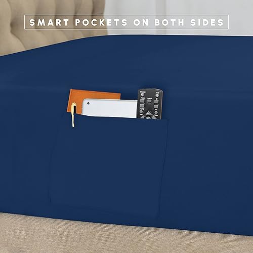 Miniatura 5 de Set de colchas Elegant Comfort de 8 piezas de seda suave a rayas dobby resistentes a las arrugas (el paquete incluye set de 4 sábanas, 1 colcha, 1