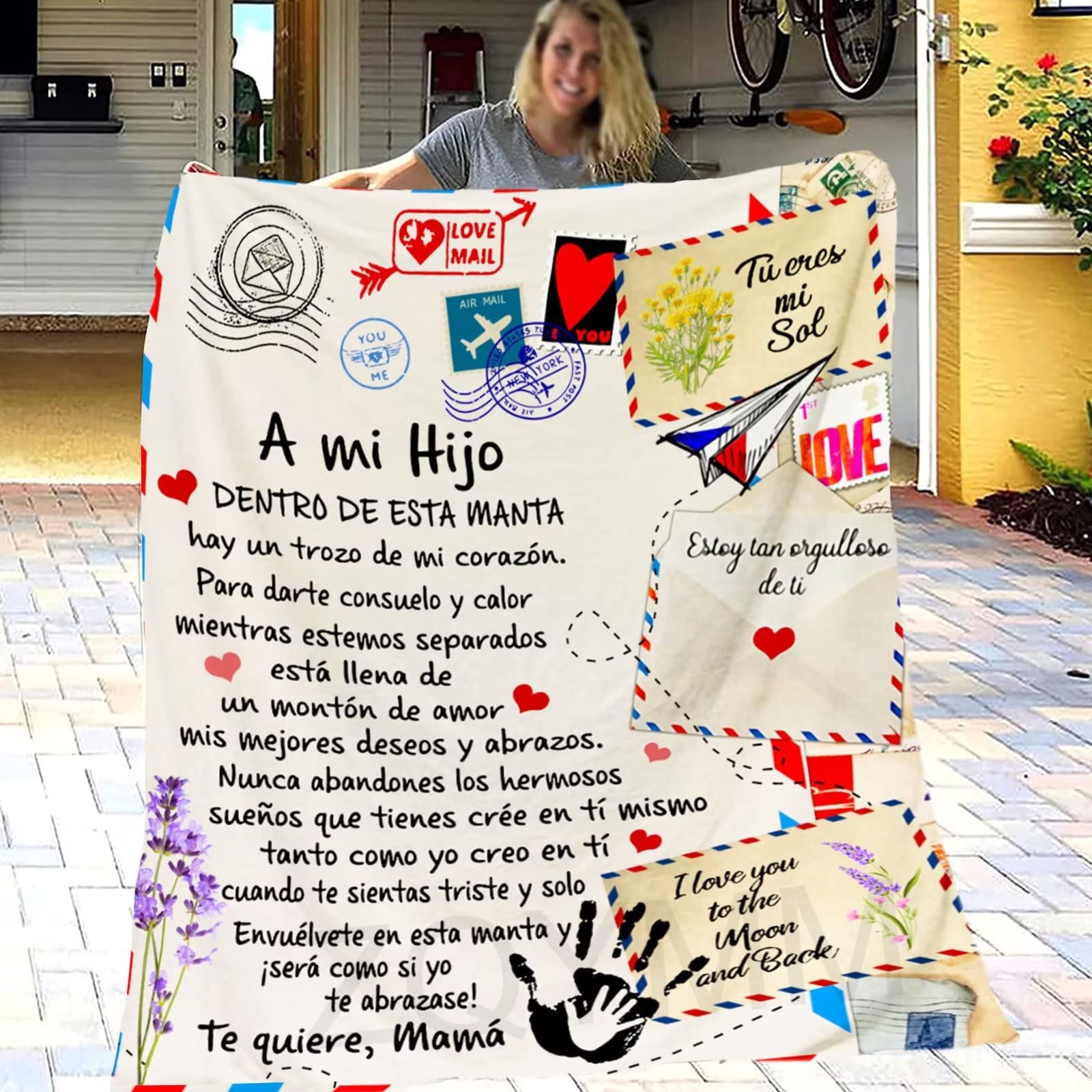 ZQYMM Manta para Mi Hijo De Mamá, Manta de Estilo sobre con impresión de Carta, Duradera y cómoda Manta de Franela para el hogar, Regalos de cumpleaños/Navidad para Hijo