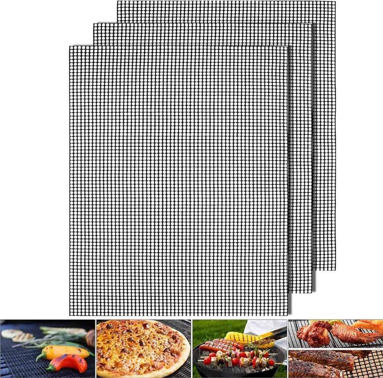BBQ Grill Mesh Mats 3 Pcs Reusable Barbecue Grill Pad 15.