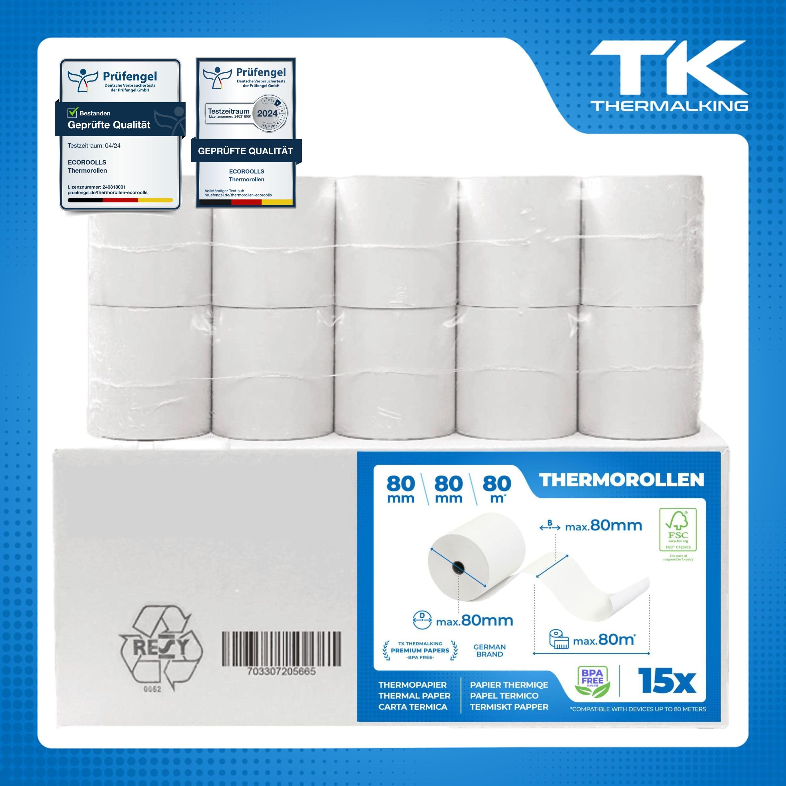 Lynne - Thermal Roll 80x80x12 - 80x80 Roll For Printer - Thermal Printer Roll 80 X 80 M X 12 Mm - BPA-Free - [50x - View #11