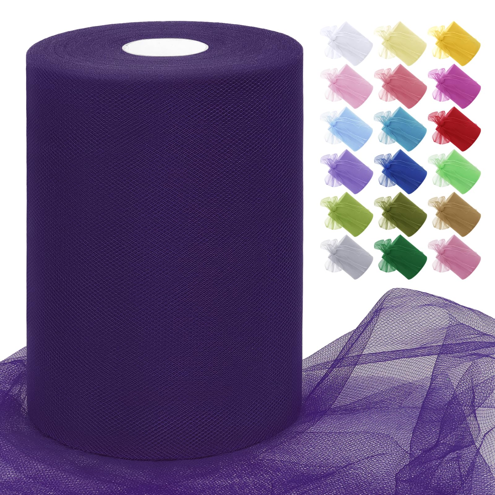 Uiopa Dark Fuchsia Tulle Fabric Roll 15cm x 91m Polyester Netting Fabric Mesh Tulle Ribbon for Tutu Skirts, Gift Wrapping, Birthday/Party/Wedding Decoration, DIY Projects