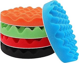 5 inch Polishing Pads for Drill, 125mm Compound Buffing Sponge Pads for Auto Car Polishers, Drill Polisher Attachment, Car Scratch Solution, 5pcs Drill Polishing Kit for Car Polishing, Sanding, Waxing