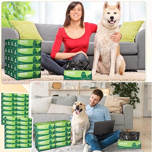 Miniatura 6 de Harloon 6000 bolsas de basura para excrementos de perro, 30 rollos de 12 x 8 pulgadas, extragruesas, fuertes, a prueba de fugas, bolsas desechables