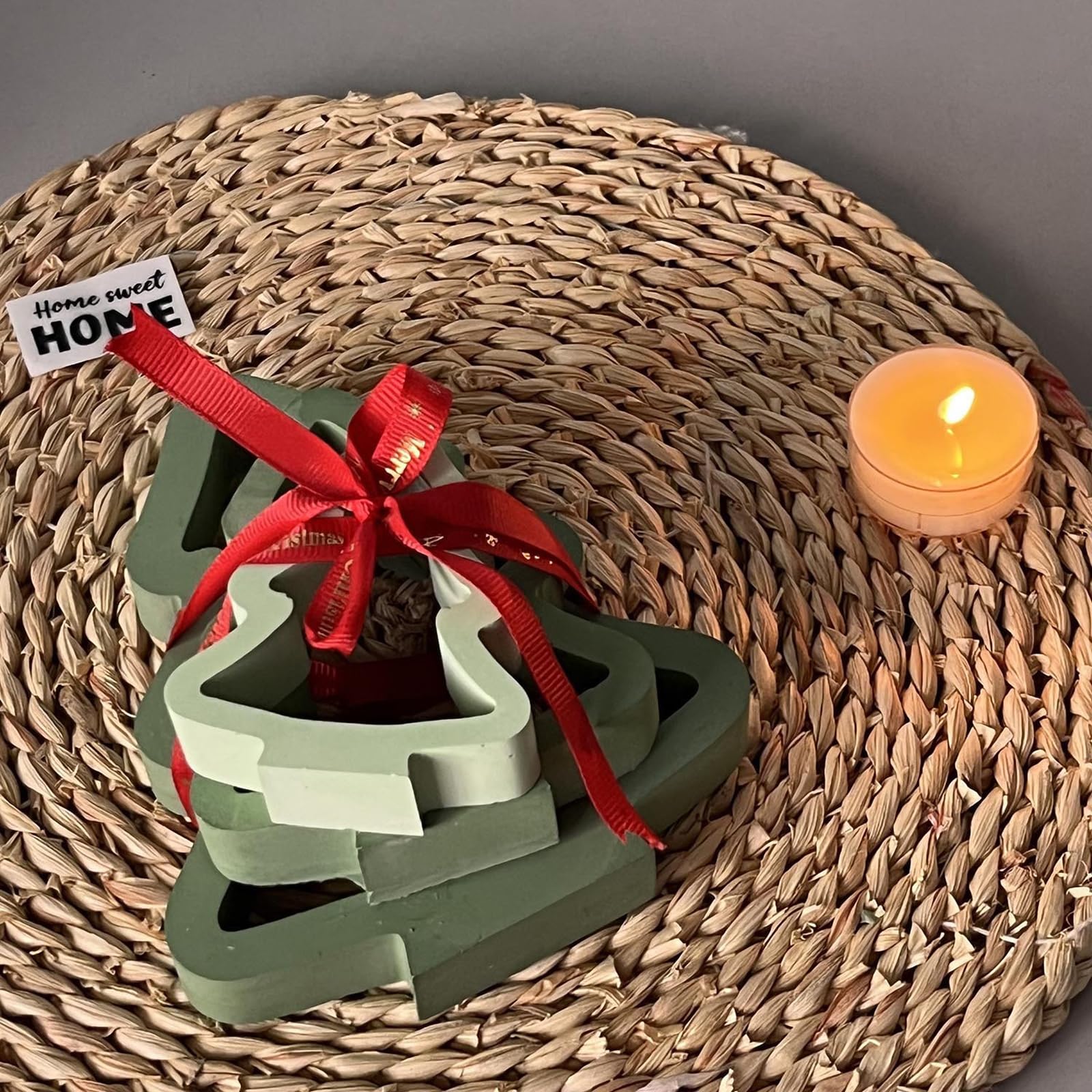 TREABEAR Siliconen gietvormen voor Kerstmis, gips voor het gieten van kerstboom, kaarsvormen, siliconen sneeuwvlokken, siliconen vorm kaarshouder, 3D siliconen vormen, gietvormen, kerstboom