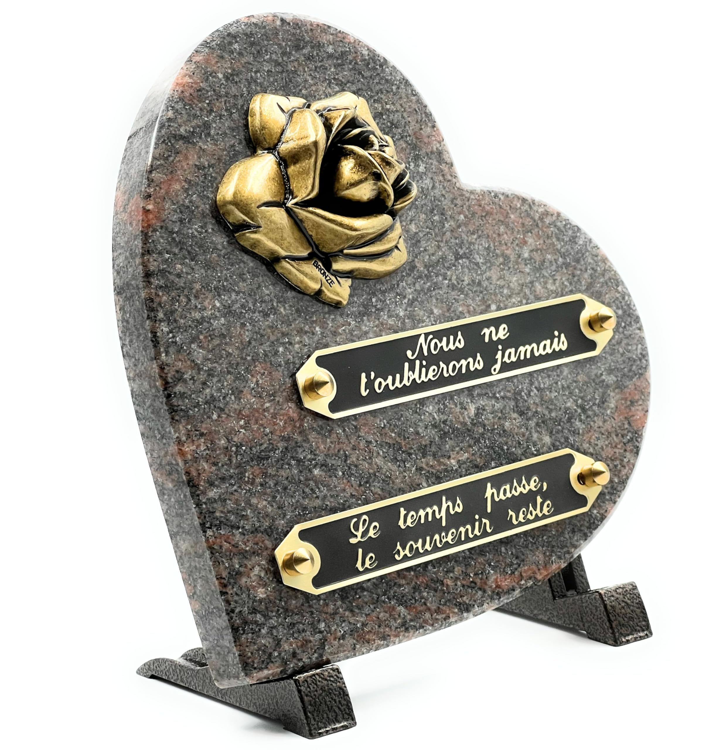 Amour Éternel Heart Funeral Plaque, Himmalaya, 23cm x 20cm x10cm
