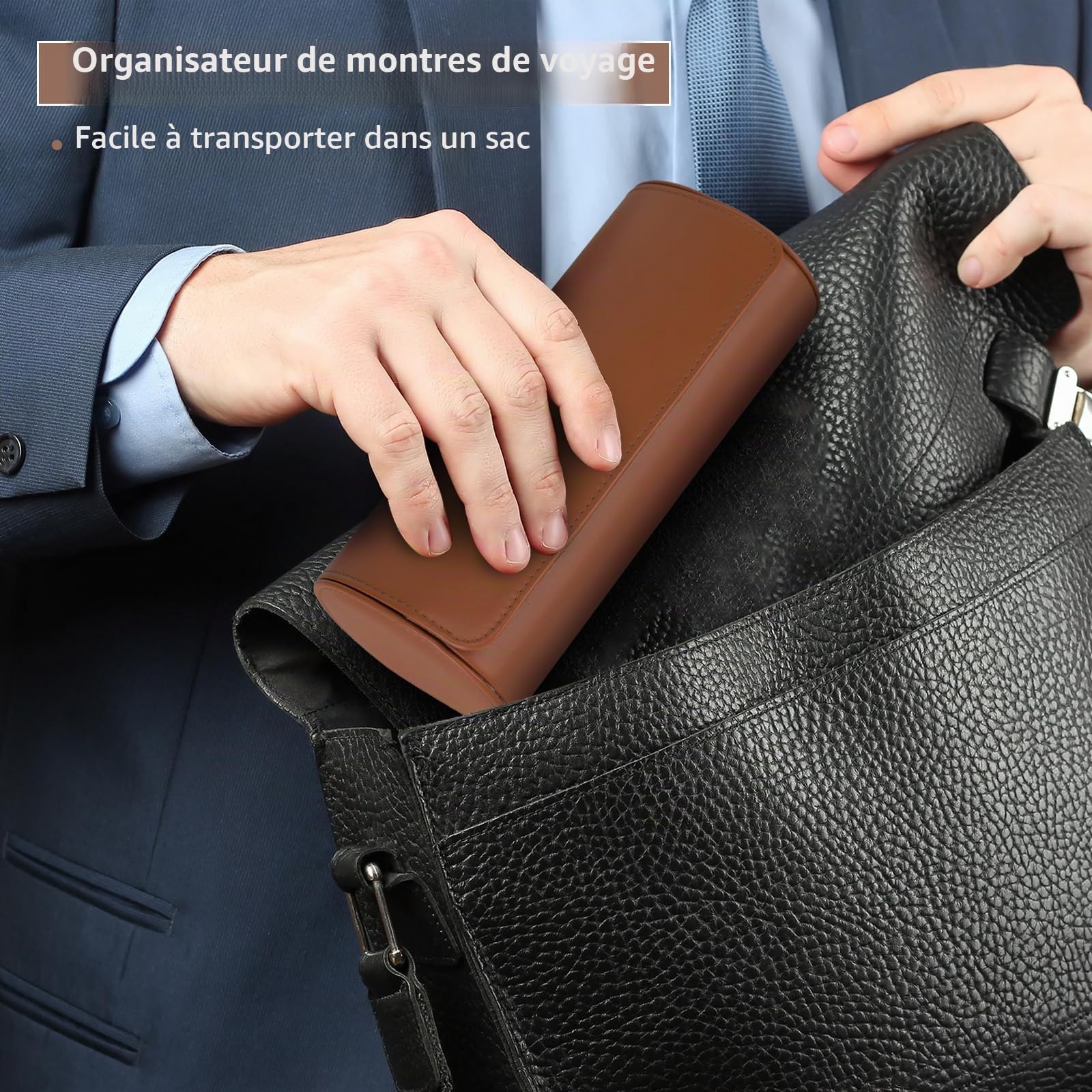 BAIGIO Coffret Montre Homme et Femme - Boîte de Rangement Montre Voyage (Marron foncé-3)