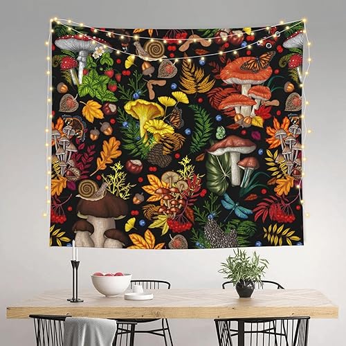 Miniatura 3 de PRUNUS Tapiz personalizado, tapiz de hongos para colgar en la pared para dormitorio, tapices personalizados con texto, fondo de fotos personalizado