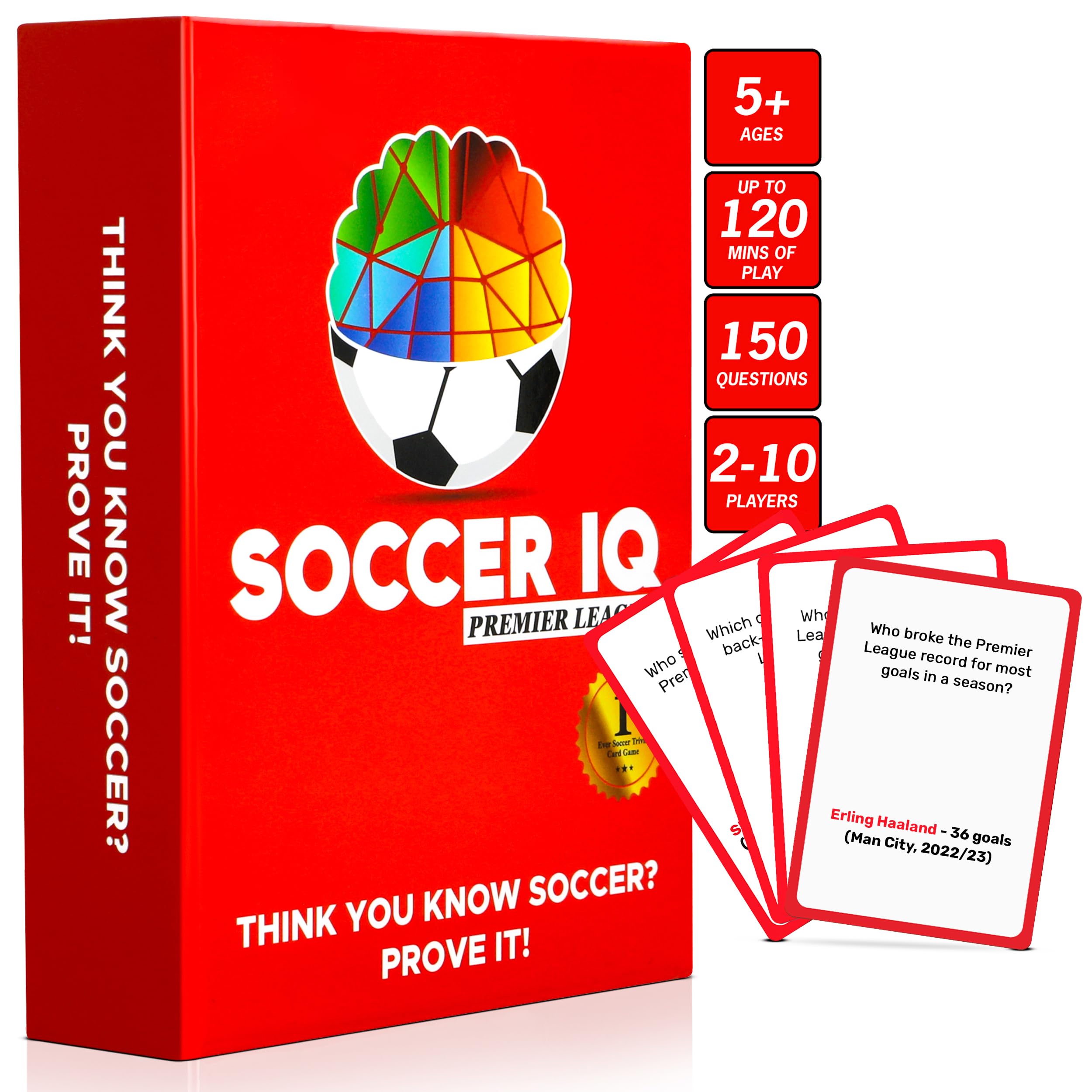 SOCCER IQ Premier League Trivia Card Game - 150 Questions About Premier League Craziest Moments, Unbelievable Records - Soccer Cards 2024-2025 | Soccer Game | Best Soccer Gifts for Boys 8-12