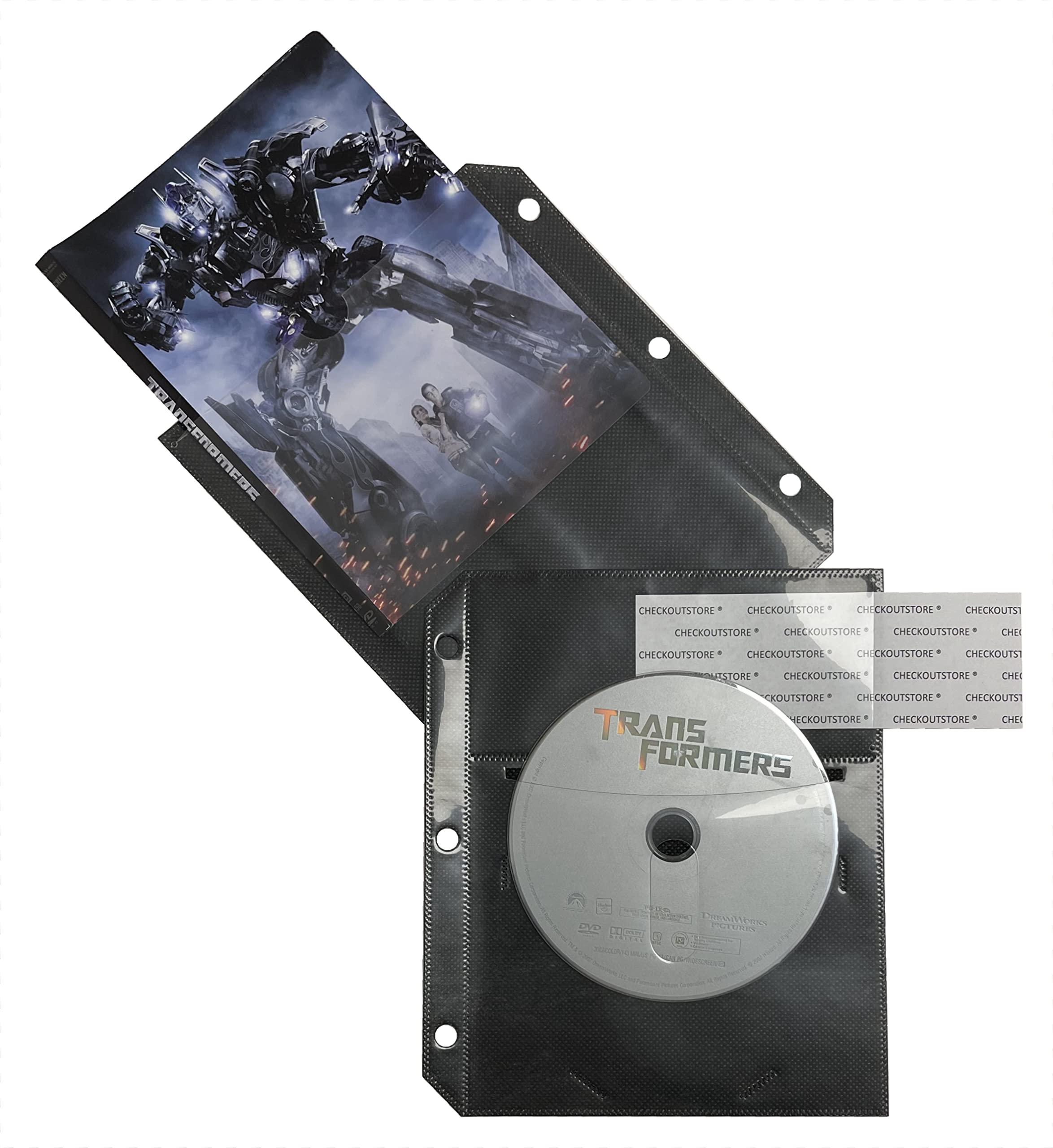 300 Black CD/DVD Half Sheet Storage Binder Filing Sleeve & Booklet