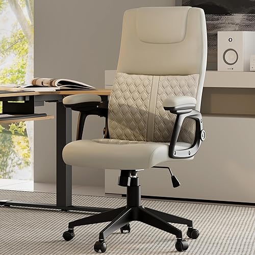 Miniatura 7 de EUREKA ERGONOMIC Silla de oficina de cuero con soporte lumbar, silla de oficina ejecutiva, silla de escritorio ergonómica, cómodos brazos