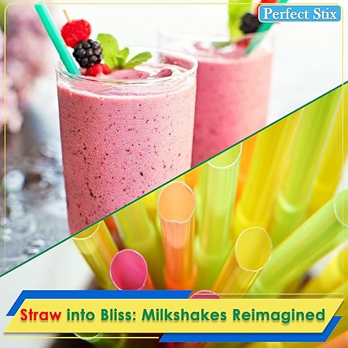 Miniatura 10 de Pajitas de batido jumbo de 210 quilates, de plástico desechable multicolor, grande de boca ancha, pajitas de té Boba (0.43 pulgadas de diámetro y 9