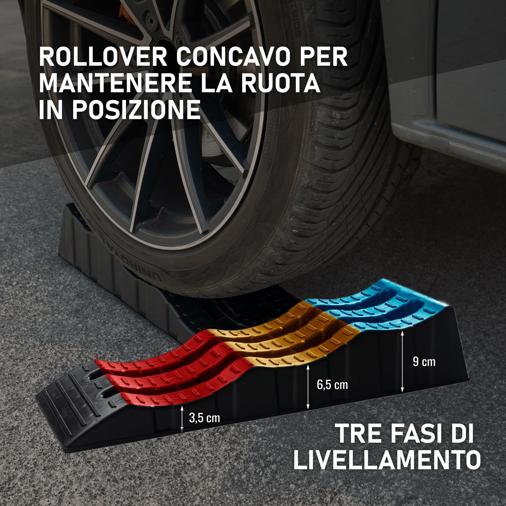 CHROMEMASTER | Rampe per Case Mobili, Camper, Roulotte; Cunei Livellatori Camper; 2 Pezzi in Dotazione | Rampe Livellatrici per Auto; Portata Fino a 4 Tonnellate; Robusto Materiale Plastico