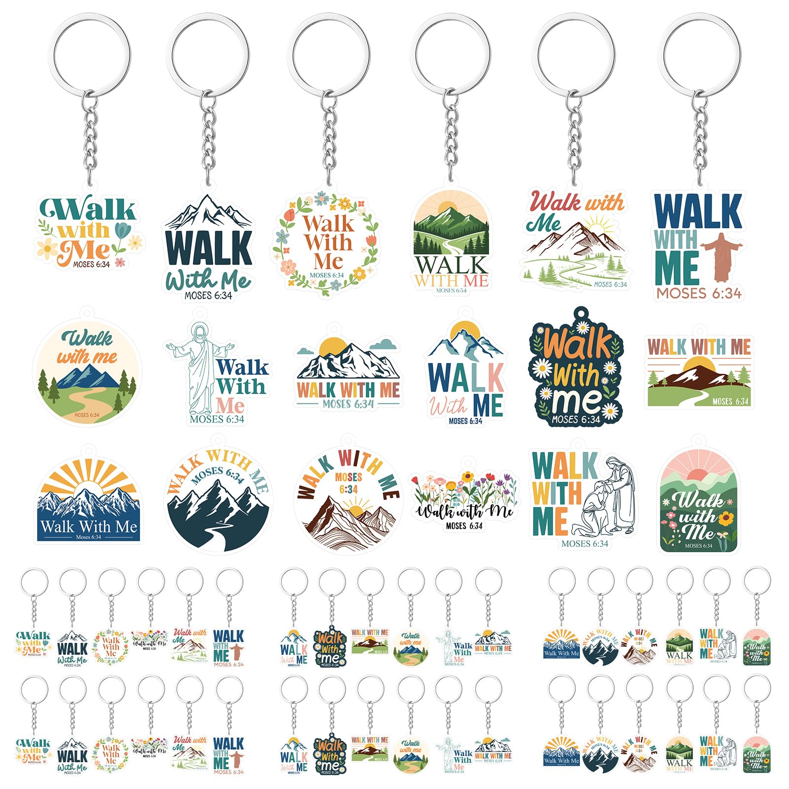 Kigeli 36 Pcs Walk with Me Acrylic Keychain Religious LDS Keychain Mormon Doctrine Keyring Gifts for Encouragement Women Men 2026 Lds Missionary Easter Gifts