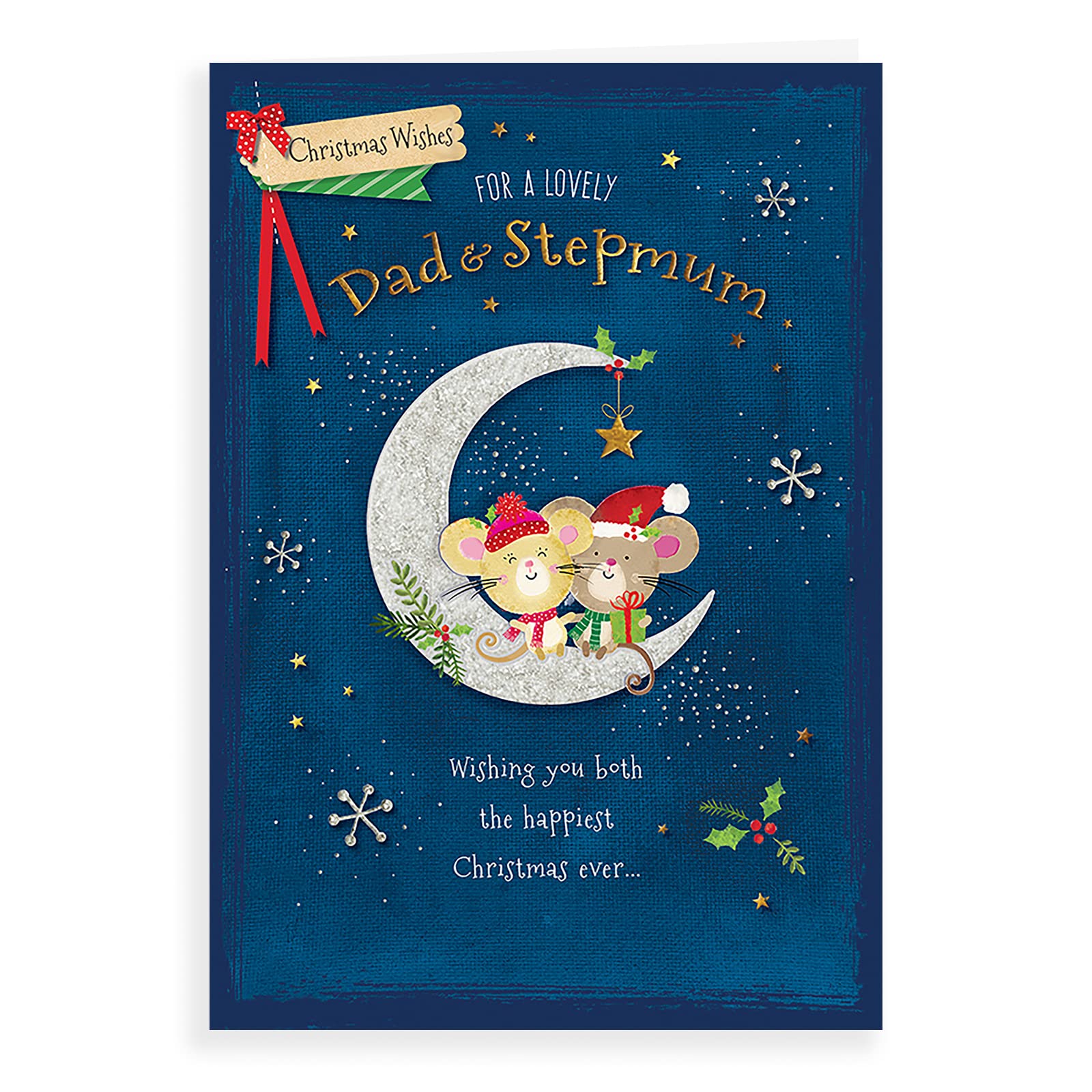 Piccadilly Greetings Christmas Card Dad & Stepmum - 9 x 6 inches, A41394