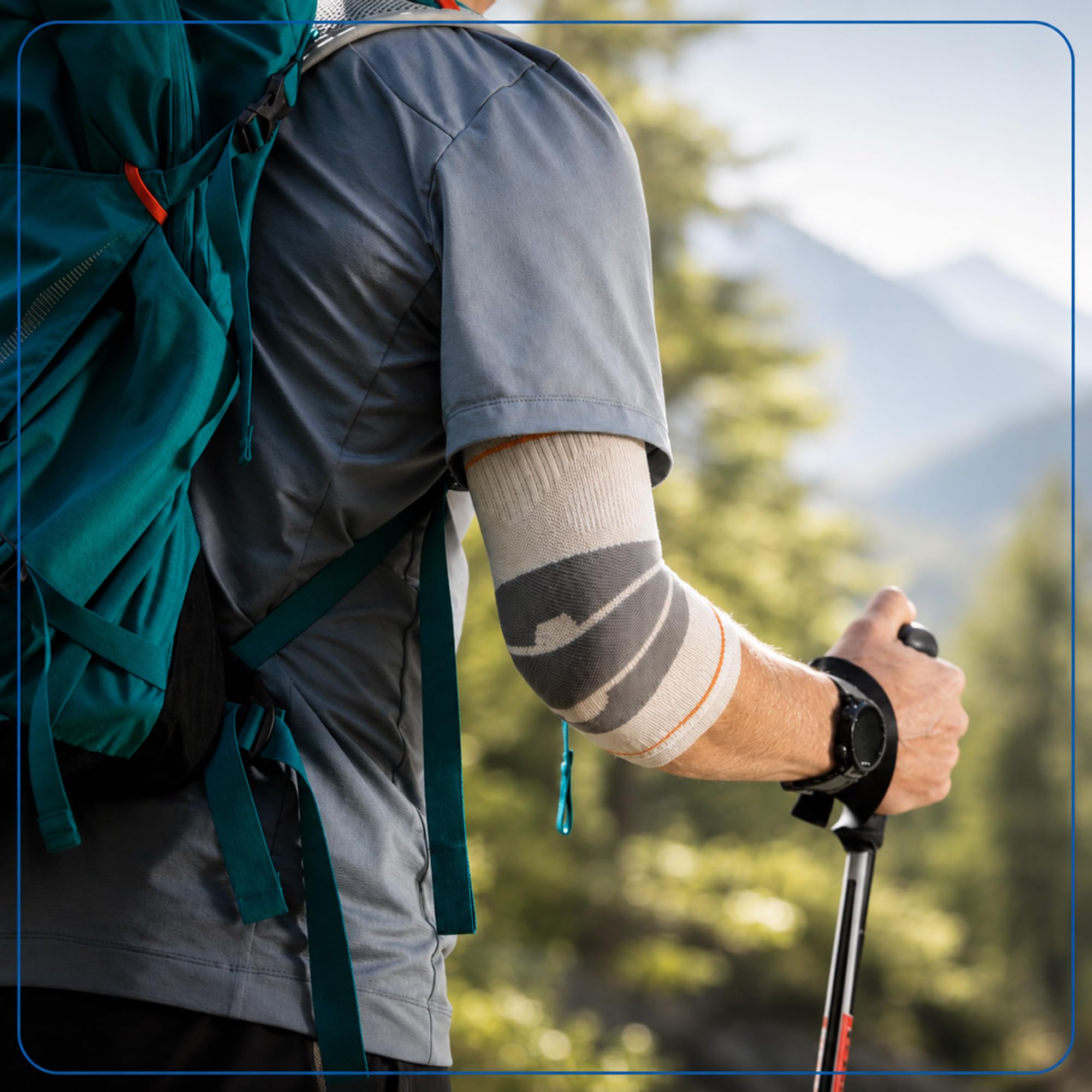 BAUERFEIND Opaska na łokieć "Outdoor Compression Elbow Support", 1 bandaż na łokcie z wełny merynosów, do noszenia na prawo i w lewo, do uprawiania sportu lub wędrówek