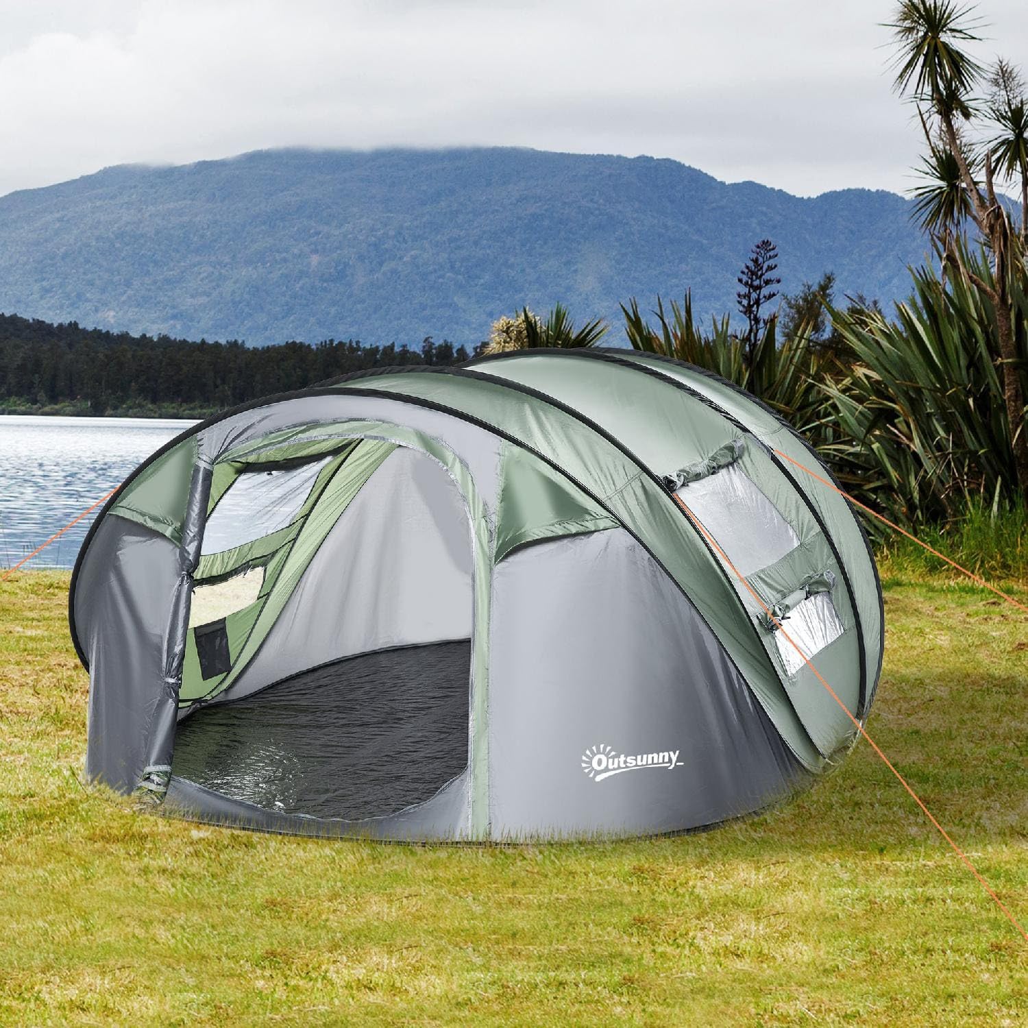 Tenda Campeggio 4 Posti 5 Posti Pop Up Impermeabile 2 Porte e 4 Finestre