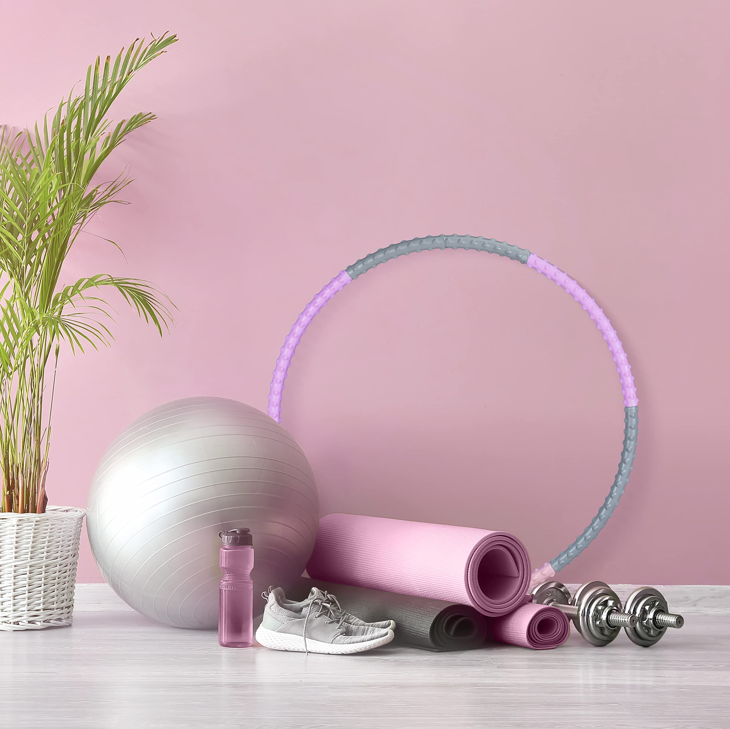 Relaxdays Hula Hoop obręcz do fitnessu, 95 cm Ø, dla dorosłych, wypustki do masażu, do odchudzania, treningu brzucha, fioletowa/szara