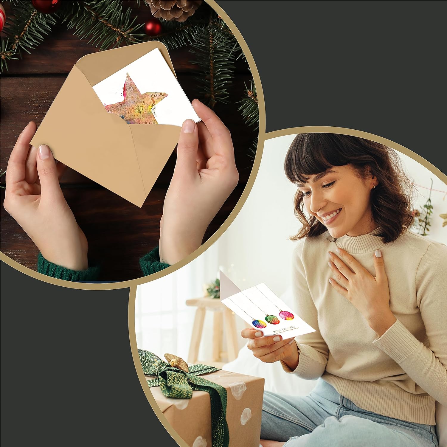 easykart labels 18 Christmas Cards Assortment with Envelopes & Sealing Stickers, 3 Holiday & Christmas Theme Designs With Gold Foling effect, 6.75" x 4.5" For Friends, Family and loved Ones - Image 7