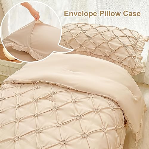 Miniatura 4 de Juego de ropa de cama para niñas pequeñas de 4 piezas, color beige, plisado, con volantes, flecos, juego de sábanas para cuna, juego de sábanas para