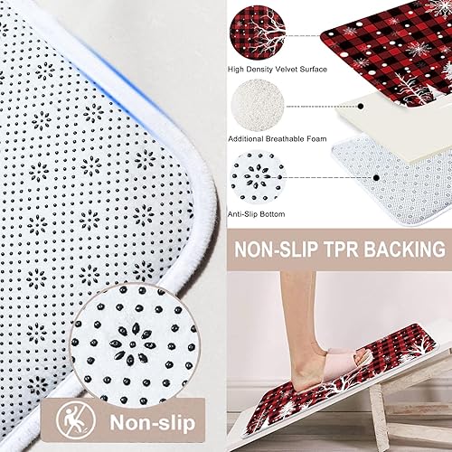 Miniatura 4 de ArtSocket Juegos de baño de Papá Noel con cortina de ducha y alfombras y accesorios, juegos de cortinas de ducha de Feliz Navidad, lindas cortinas