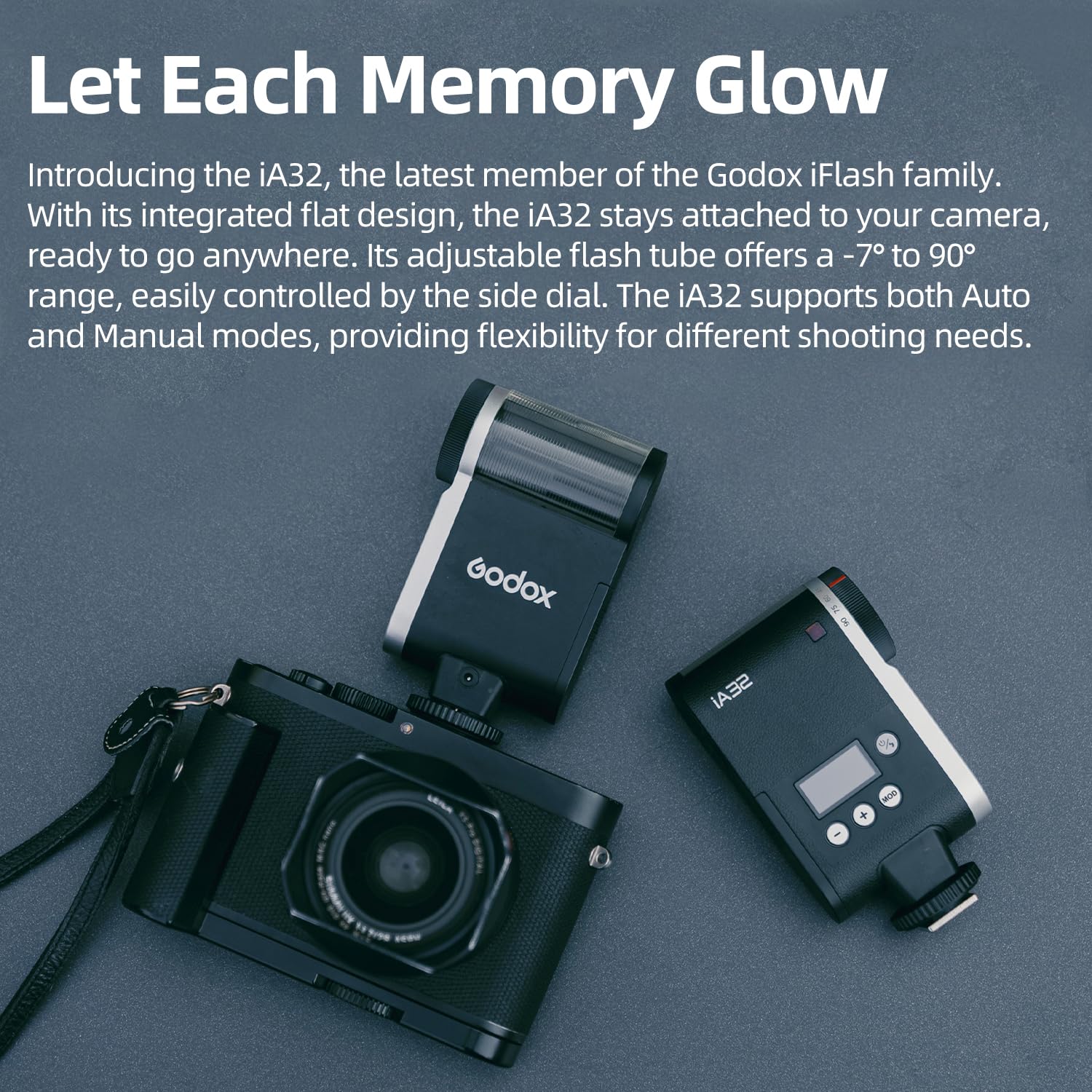 Mini flash IA32 per fotografia, 8 livelli di potenza, design leggero portatile
