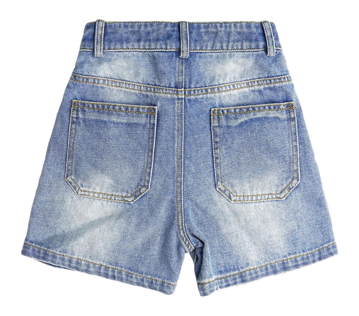 KIDSCOOL SPACE Pantalones cortos de mezclilla para niños pequeños, banda elástica en el interior, pantalones de mezclilla cargo elásticos para verano