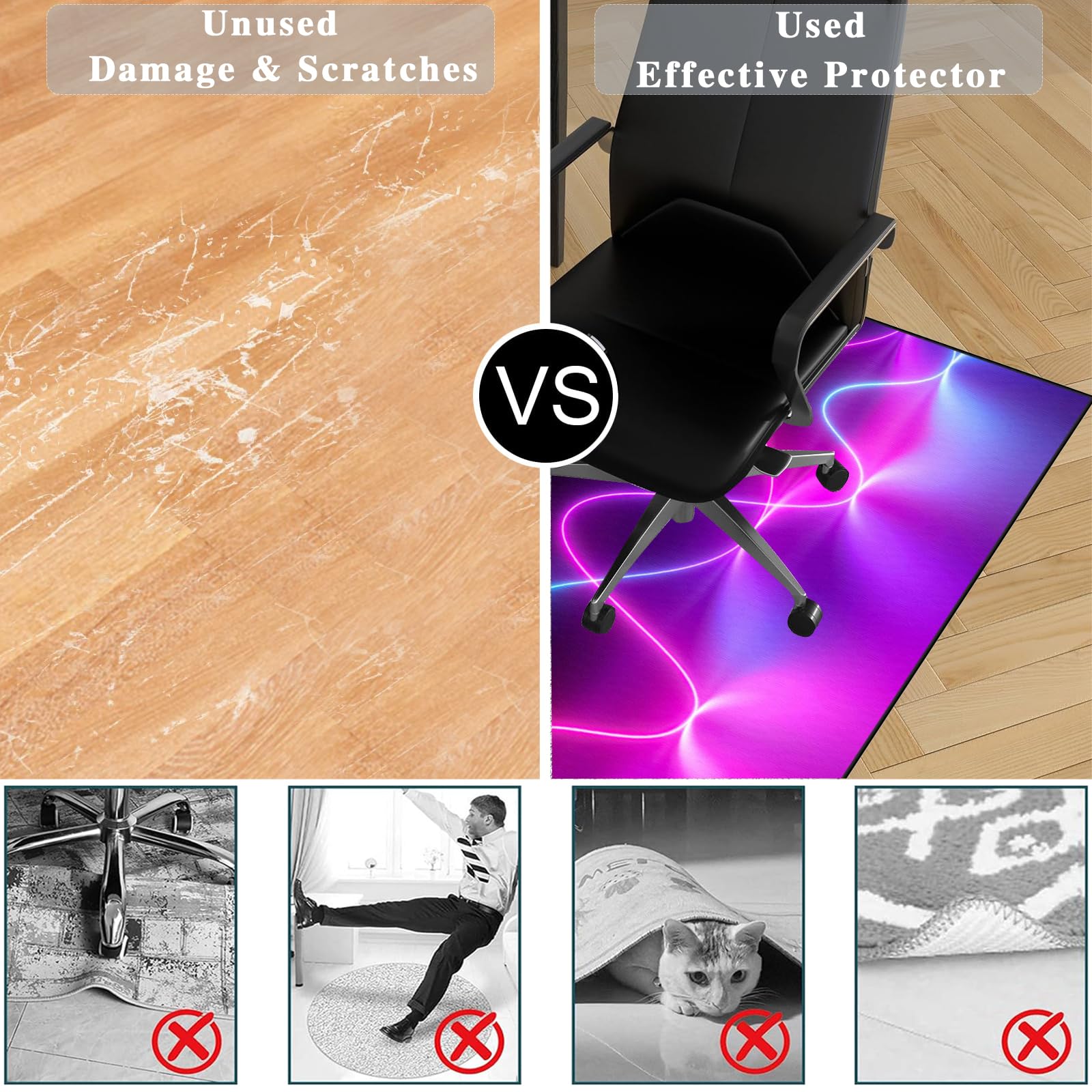 200 x 210 cm Tapis de Sol Bureau, Tapis de Protection du Sol pour Chaise de Bureau, Tapis de Chaise de Bureau pour Moquette, Tapis Gaming Sol pour Chaise de Bureau stratifiée, Bureau et Chambre