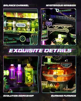 ROKR 3D Puzzle for Adults, Electric Marble Run Model Kits, Parallel World Alchemy City MR04S, Christmas Birthday Gifts