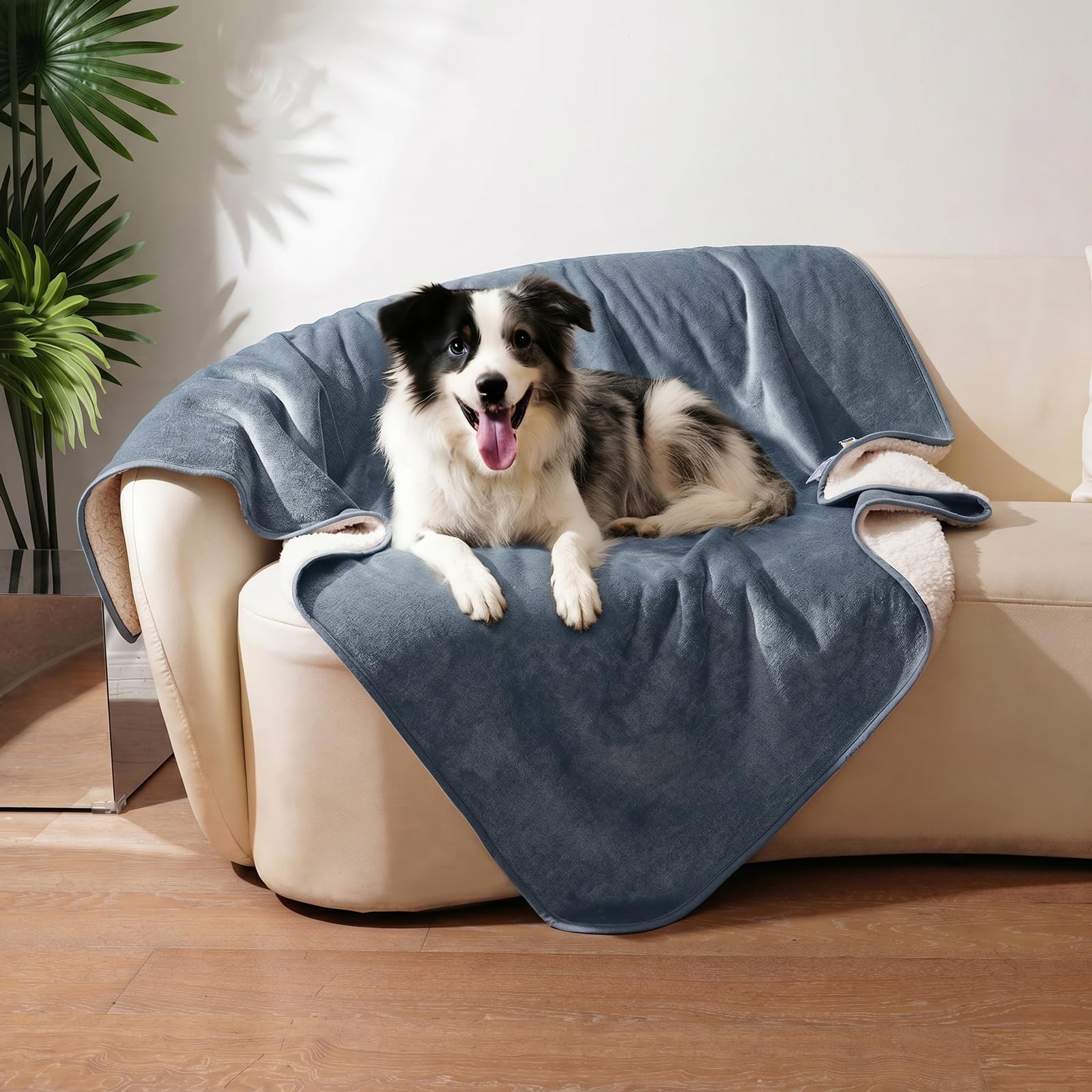 Sunheir Waterproof Blanket for Couch Bed, Soft Pet Blanket Leakproof, Grey
