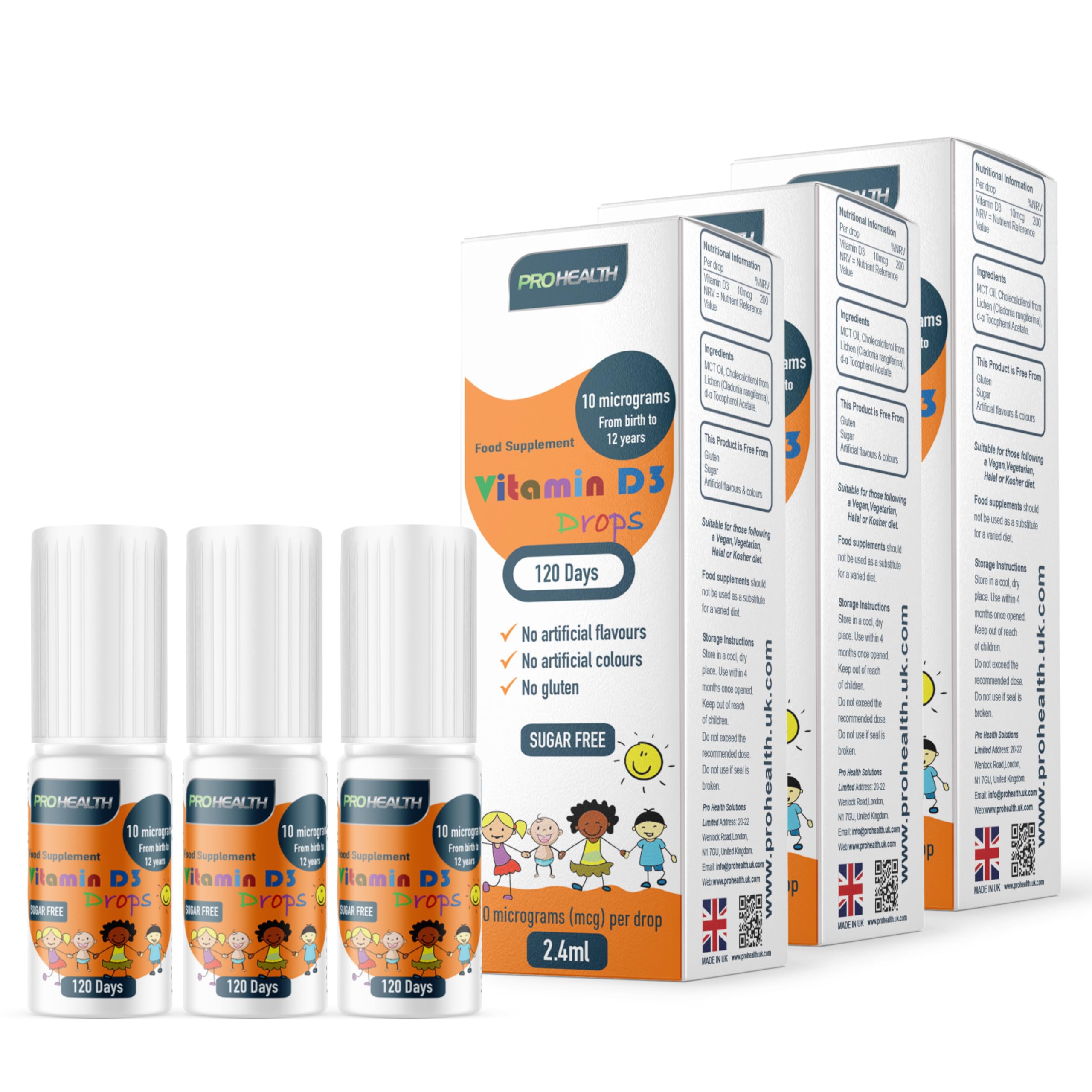 10 UG 120 Drops- Daily Vitamin D3 Supplement for Infant and Young Children (Pack of 3)