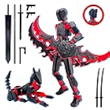 T13 3D Action Figure Set (Assembly Completed),Dummy Robot Titan 13 Action Figures,3D Printed Toys Multi-Jointed Movable (Black/Red)
