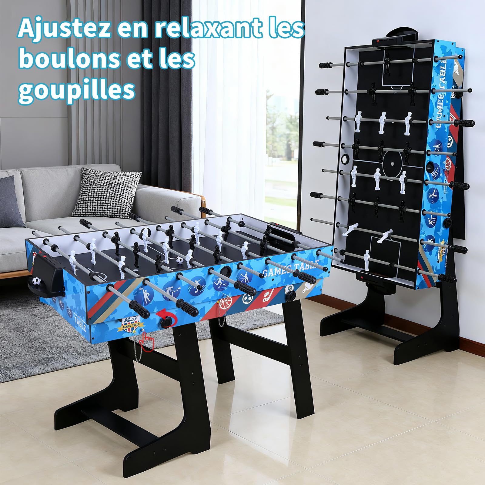 Table multijeux 5 en 1 pour Enfants Jouez au ping-Pong Billard Football Hockey et Basket Parfaite pour Adultes Enfants idéale Jeux Groupe Cadeau génial Partager Moments Joie