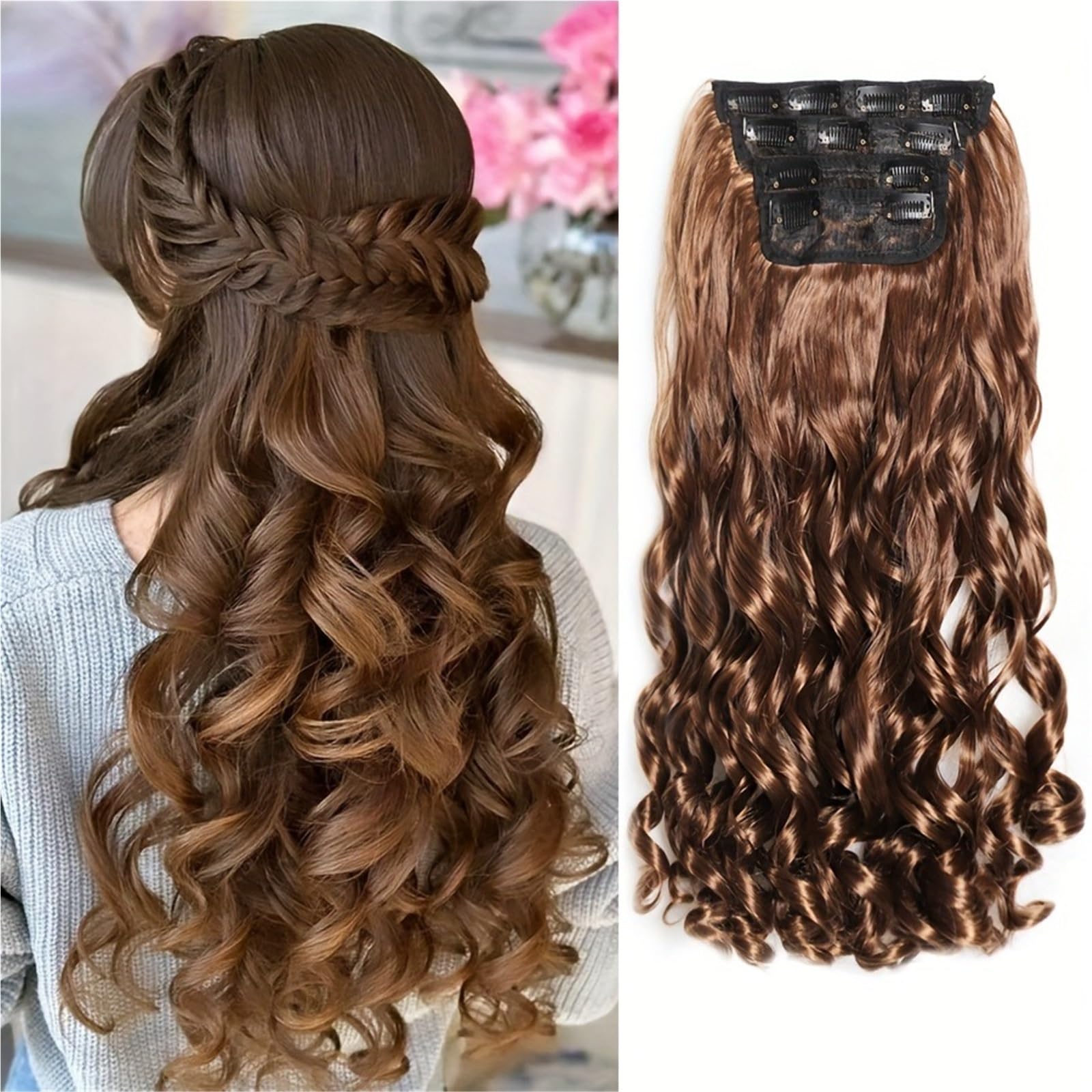 Libangrong-888 Women's Bruin Wigs Natural Long Curly Hair Extensions, Wigs, ' Daily Hairstyles Natural Wig(Bruin)